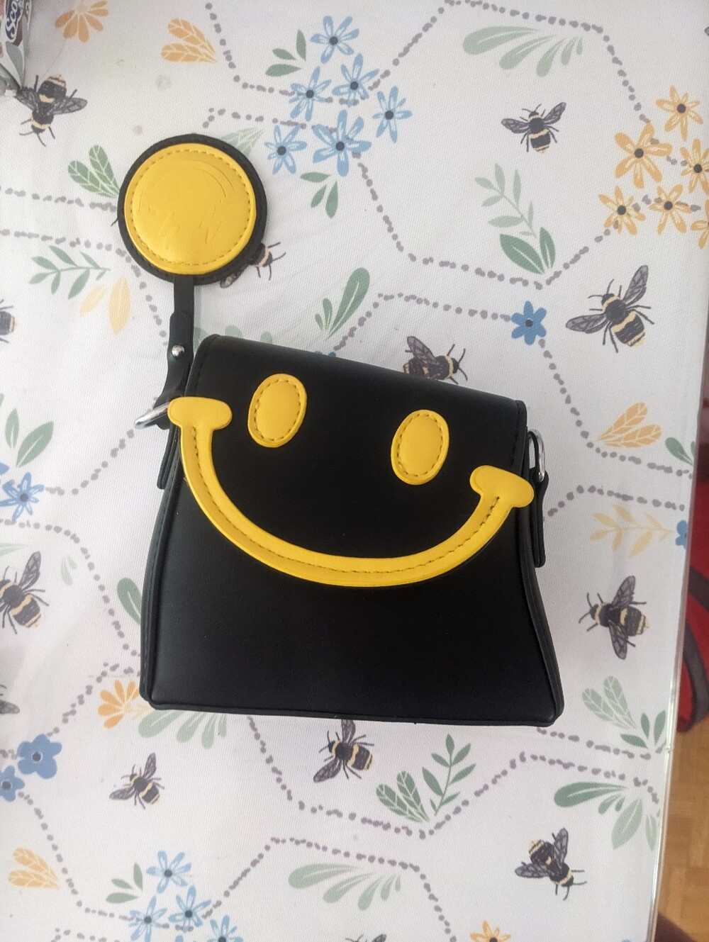 Hoodies For Heroes Black and Yellow Smile Mini Crossbody Bag